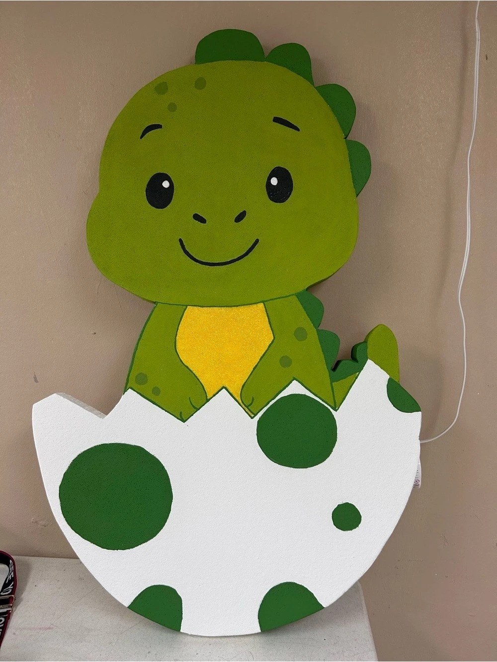 Dinosaur Plush Toy in Green & White